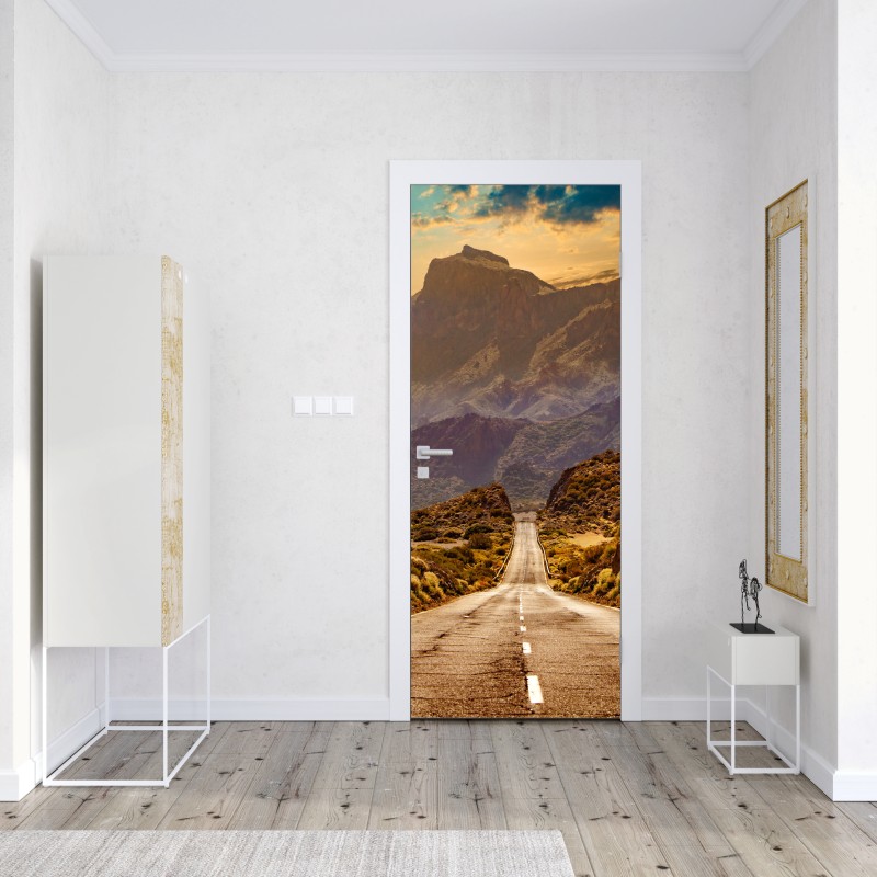 Naklejka na drzwi niebieska uliczka w Chefchaouen, Maroko – Wallissimo®