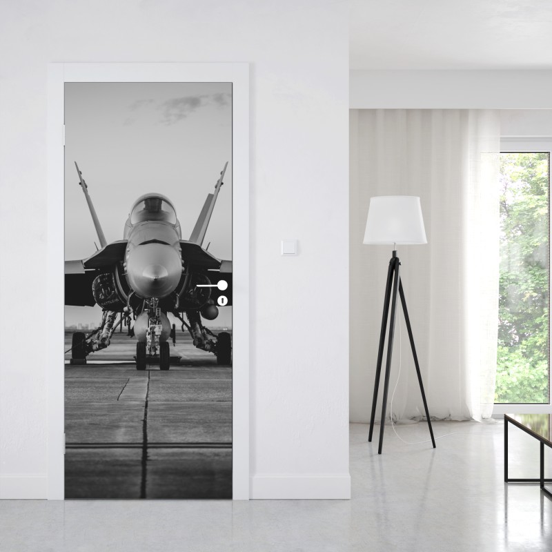 Naklejka na drzwi myśliwiec na pasie startowym – Wallissimo® Naklejka na drzwi myśliwiec na pasie startowym – Wallissimo®