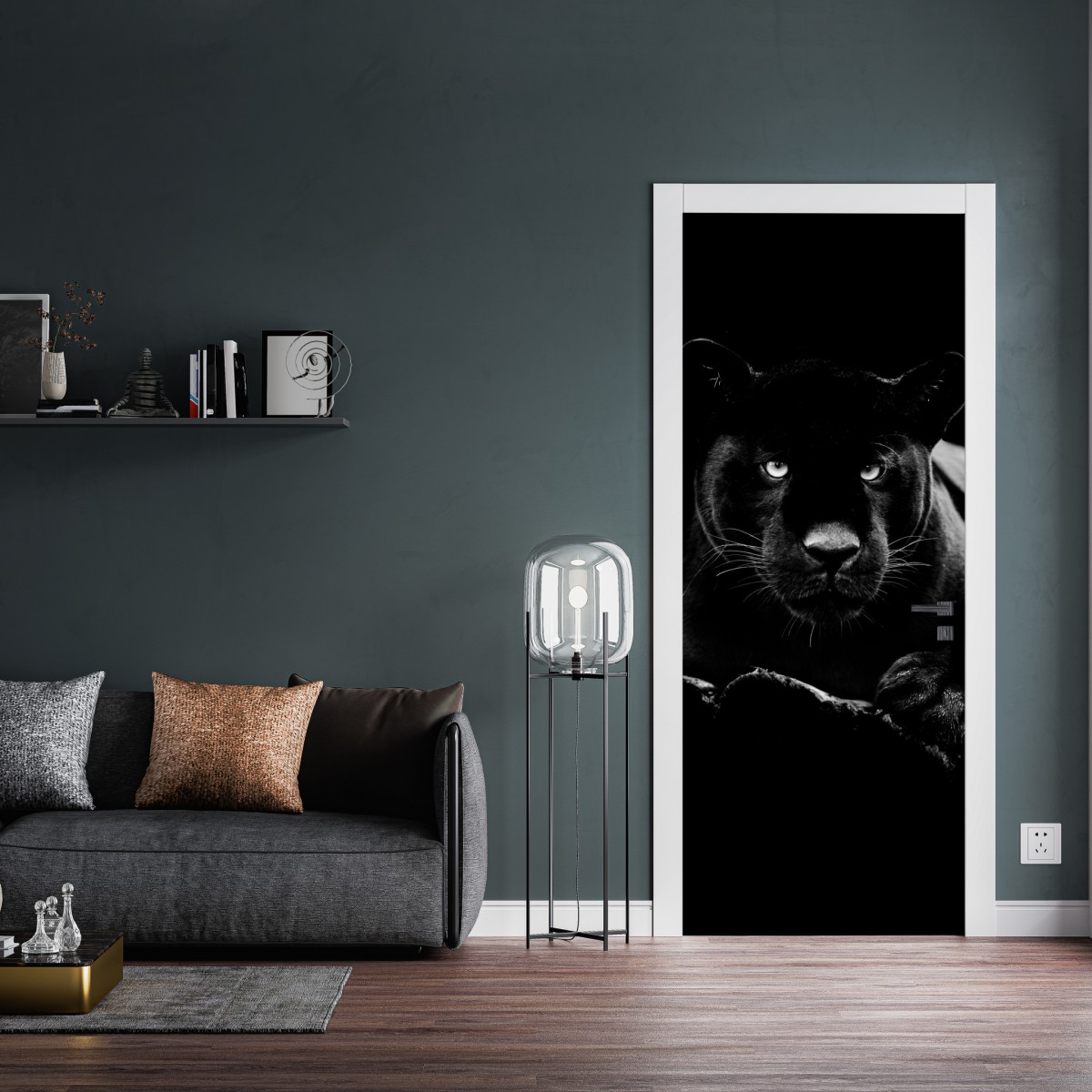 Naklejka na drzwi majestatyczny portret czarnej pantery – Wallissimo® Naklejka na drzwi majestatyczny portret czarnej pantery – Wallissimo®