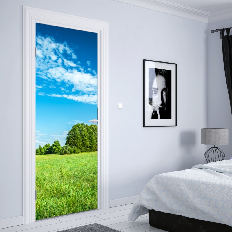 Naklejka na drzwi żywa różowa abstrakcja płynna – Wallissimo®