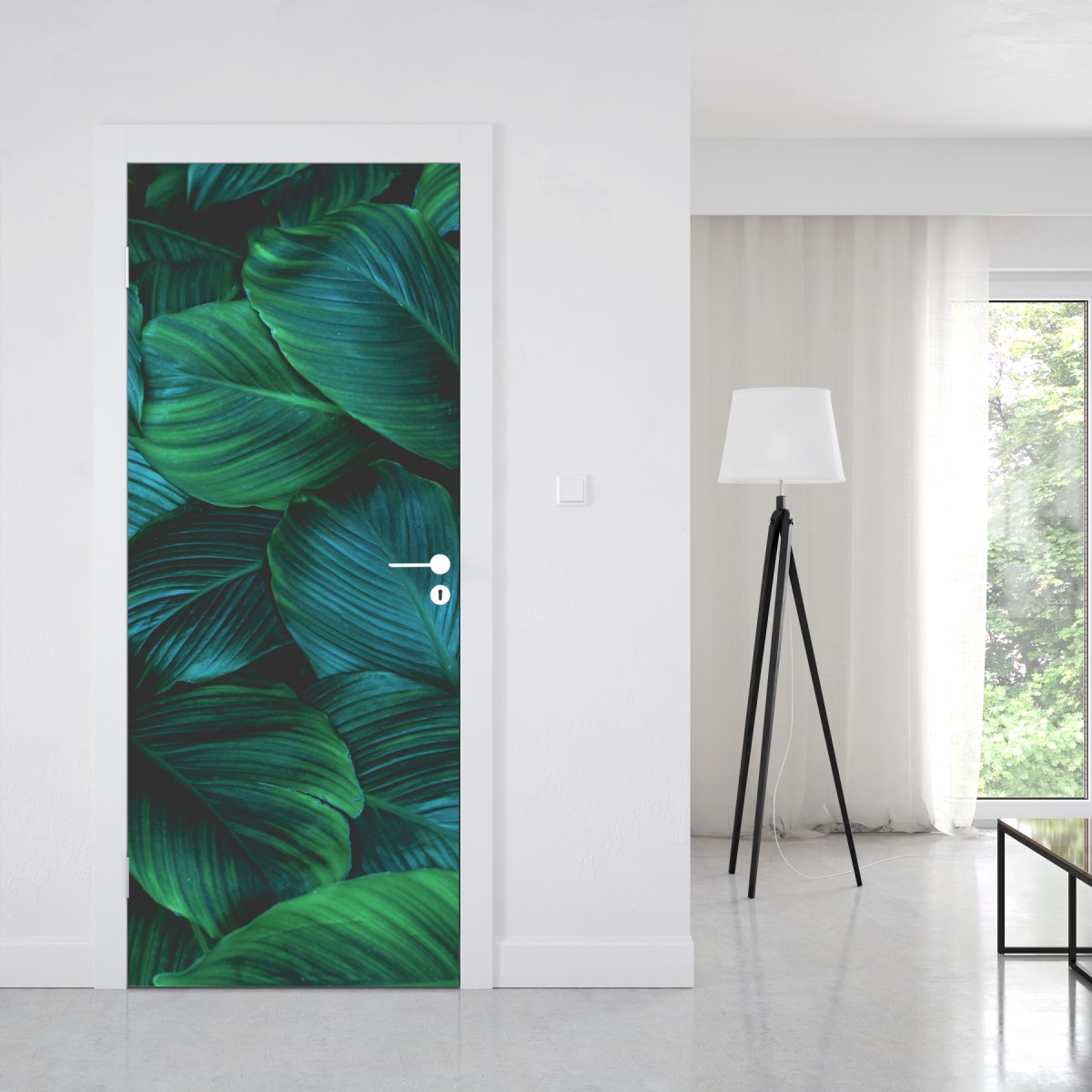 Naklejka na drzwi bujne tropikalne liście – Wallissimo® Naklejka na drzwi bujne tropikalne liście – Wallissimo®