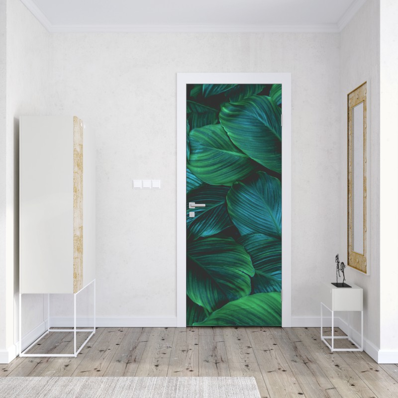 Naklejka na drzwi bujne tropikalne liście – Wallissimo® Naklejka na drzwi bujne tropikalne liście – Wallissimo®