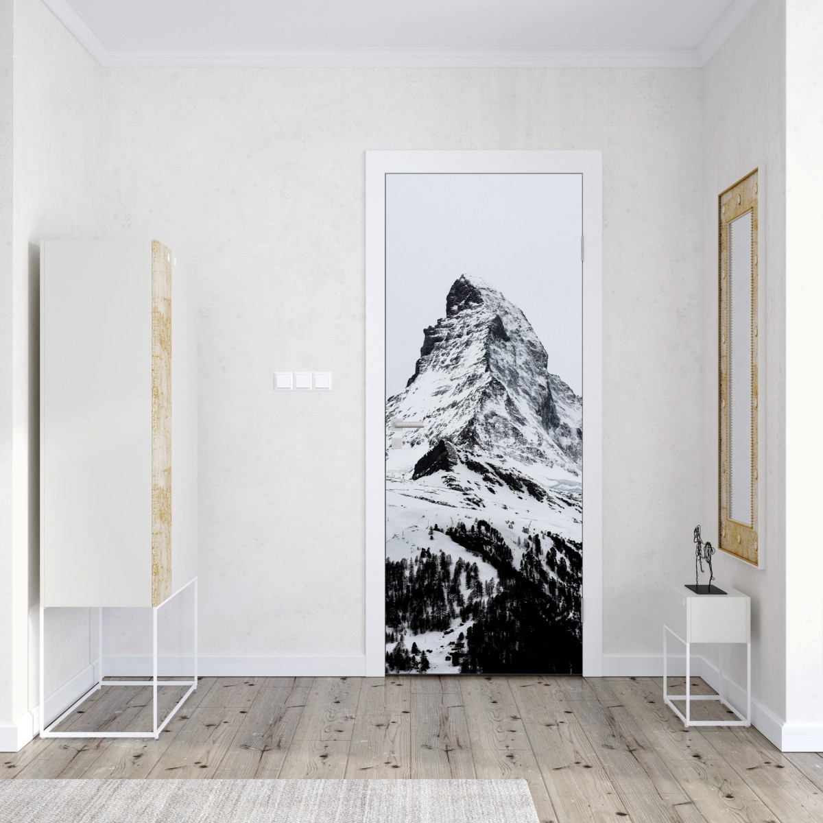 Naklejka na drzwi samotny pokryty śniegiem szczyt górski – Wallissimo® Naklejka na drzwi samotny pokryty śniegiem szczyt górski – Wallissimo®