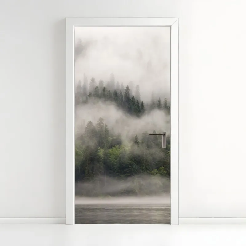 Naklejka na drzwi luksusowa abstrakcja turkus z złotymi żyłami – Wallissimo®