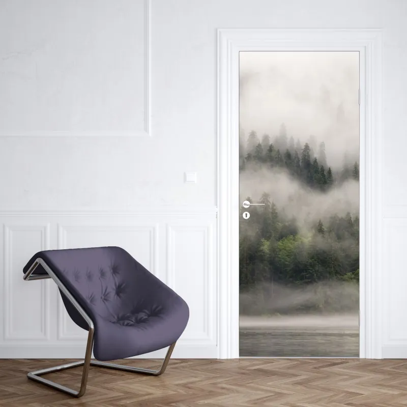 Naklejka na drzwi luksusowa abstrakcja turkus z złotymi żyłami – Wallissimo®