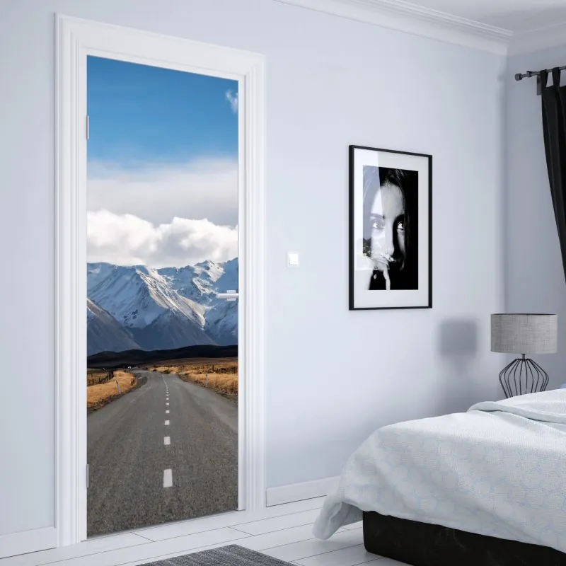 Naklejka na drzwi zabawny tropikalny wzór geometryczny – Wallissimo®