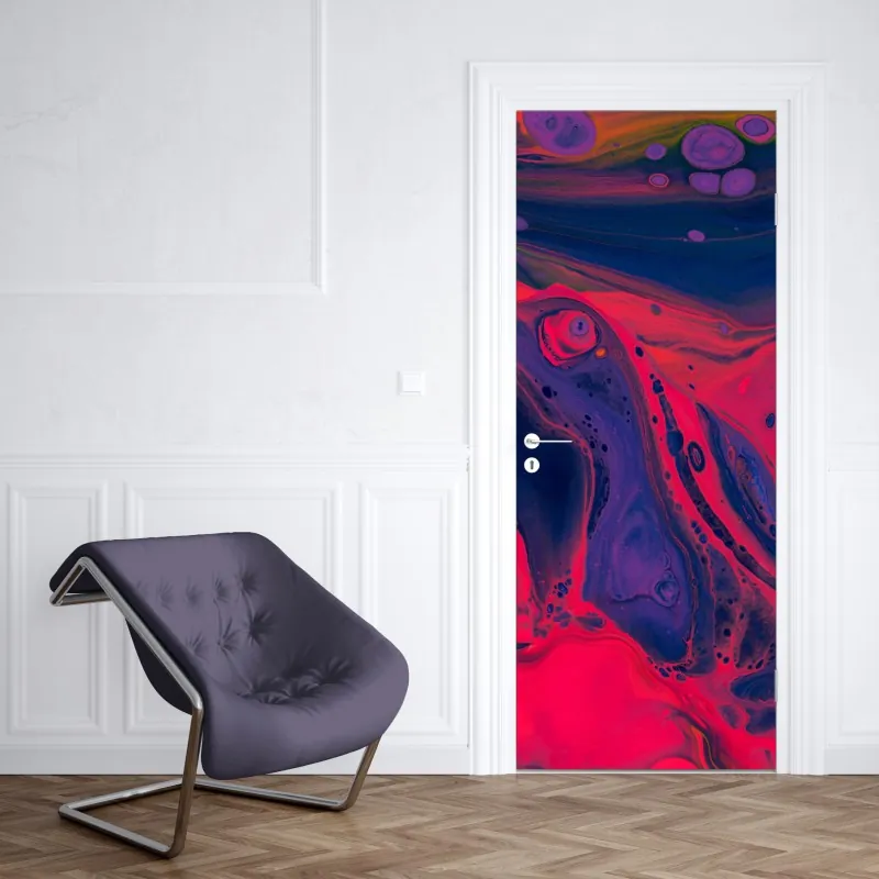 Naklejka na drzwi żywa różowa abstrakcja płynna – Wallissimo® Naklejka na drzwi żywa różowa abstrakcja płynna – Wallissimo®