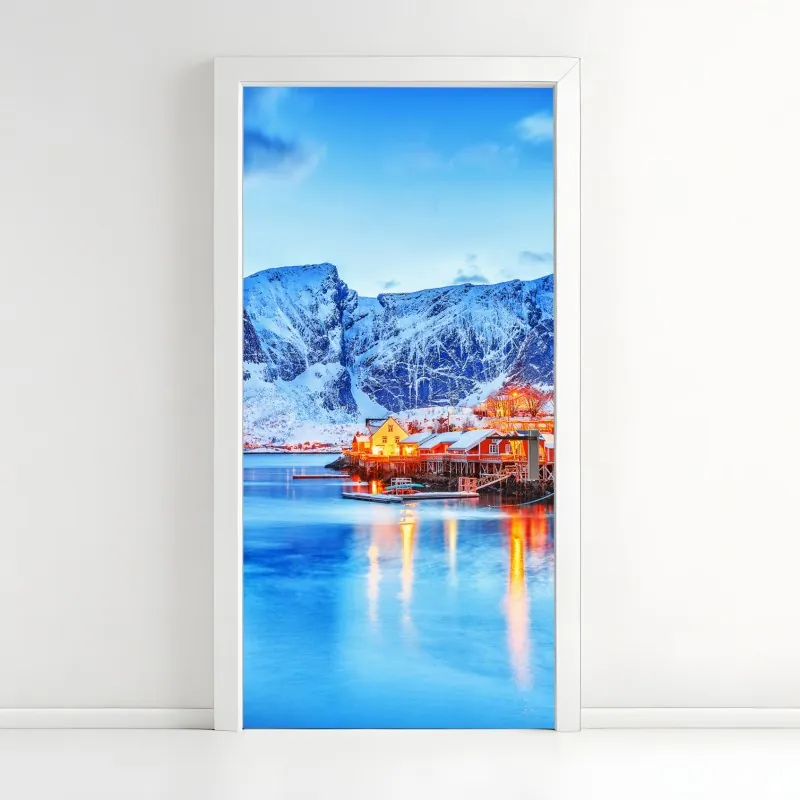 Naklejka na drzwi złote Wat Arun o zmierzchu – Wallissimo®