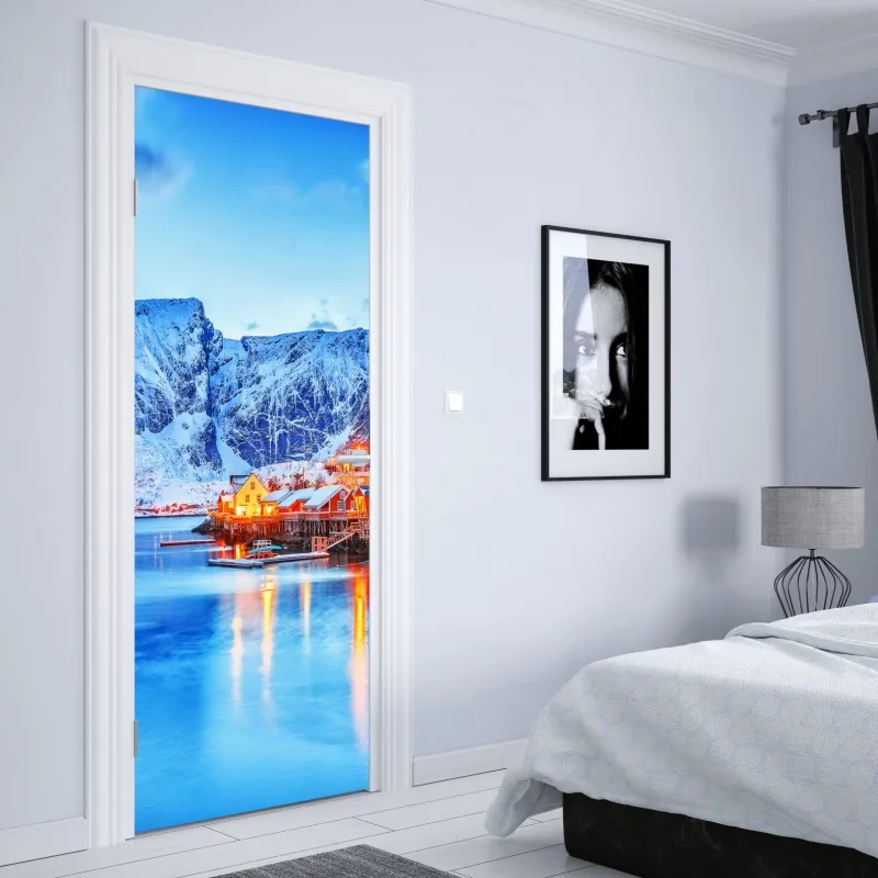 Naklejka na drzwi złote Wat Arun o zmierzchu – Wallissimo®