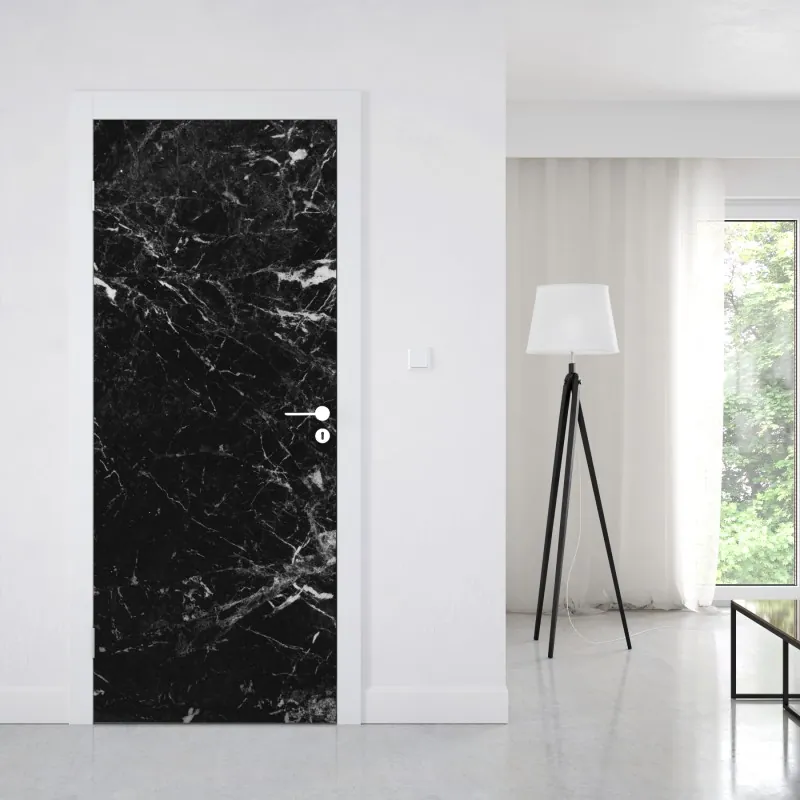 Naklejka na drzwi złoty wzór liści na białym tle – Wallissimo®