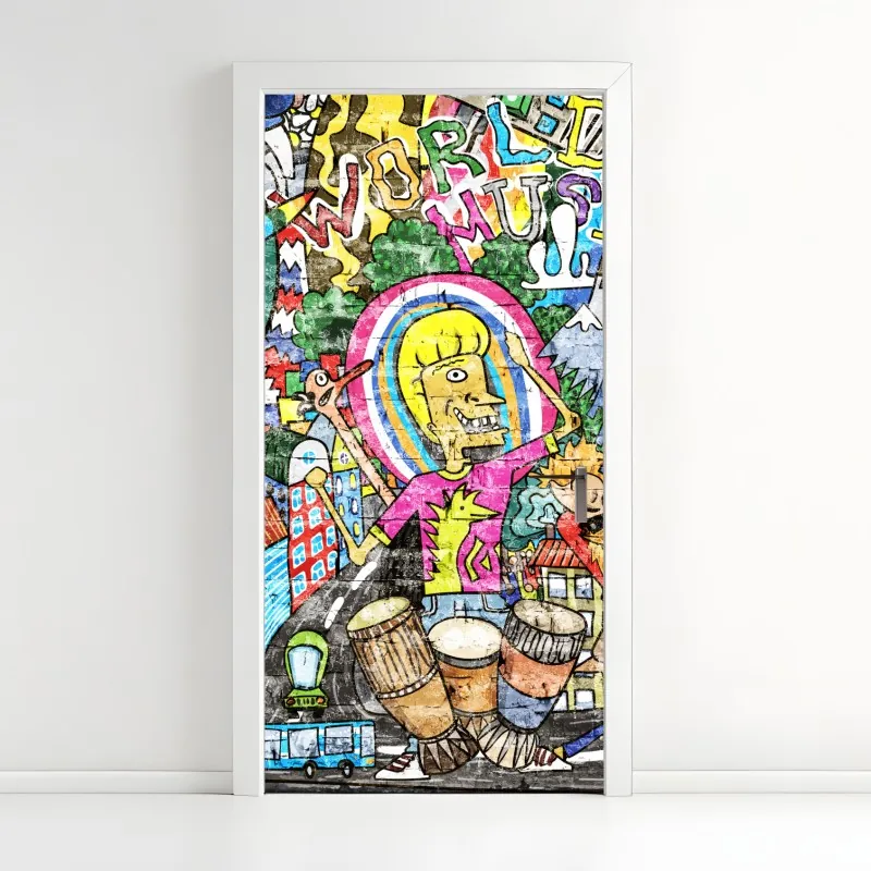 Naklejka na drzwi Haifoss wodospad o zachodzie słońca – Wallissimo®