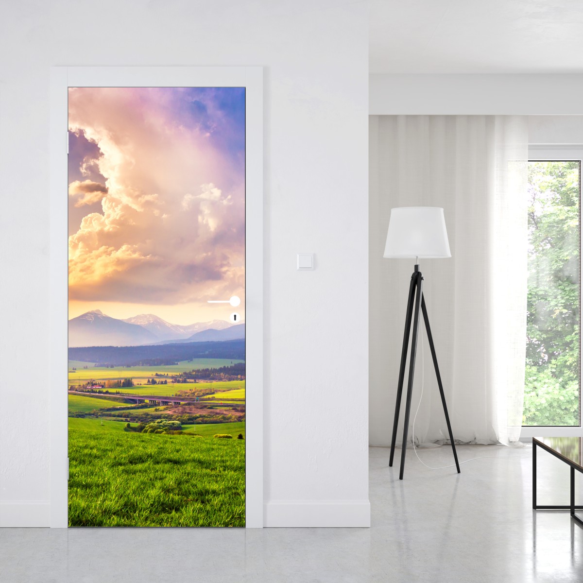 Naklejka na drzwi panorama wiosennej doliny górskiej, Tatry Słowacja – Wallissimo® Naklejka na drzwi panorama wiosennej doliny górskiej, Tatry Słowacja – Wallissimo®