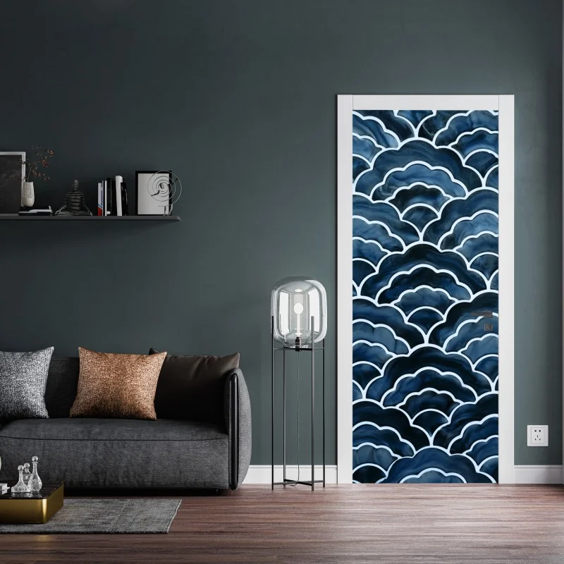 Naklejka na drzwi wzór kratki z diamentami na beżowym tle – Wallissimo®