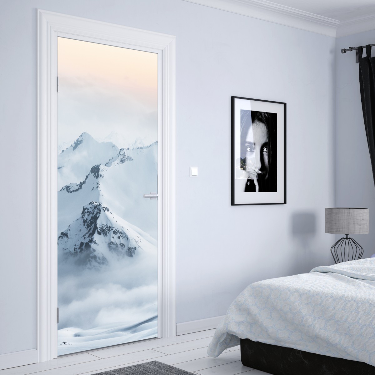 Naklejka na drzwi śnieżne szczyty Kaukazu o świcie – Wallissimo® Naklejka na drzwi śnieżne szczyty Kaukazu o świcie – Wallissimo®
