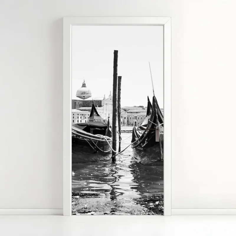 Naklejka na drzwi złoty wzór damaskowy na granatowym tle – Wallissimo®