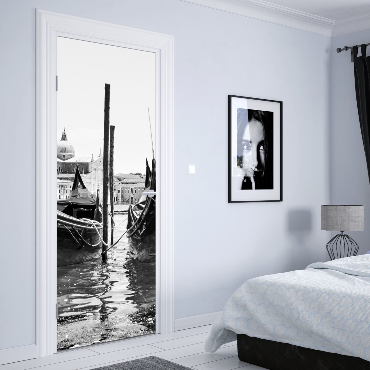 Naklejka na drzwi gondole przy kei w Wenecji – Wallissimo® Naklejka na drzwi gondole przy kei w Wenecji – Wallissimo®