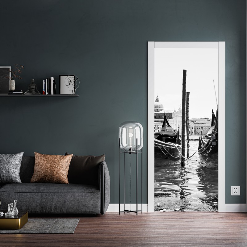 Naklejka na drzwi gondole przy kei w Wenecji – Wallissimo® Naklejka na drzwi gondole przy kei w Wenecji – Wallissimo®