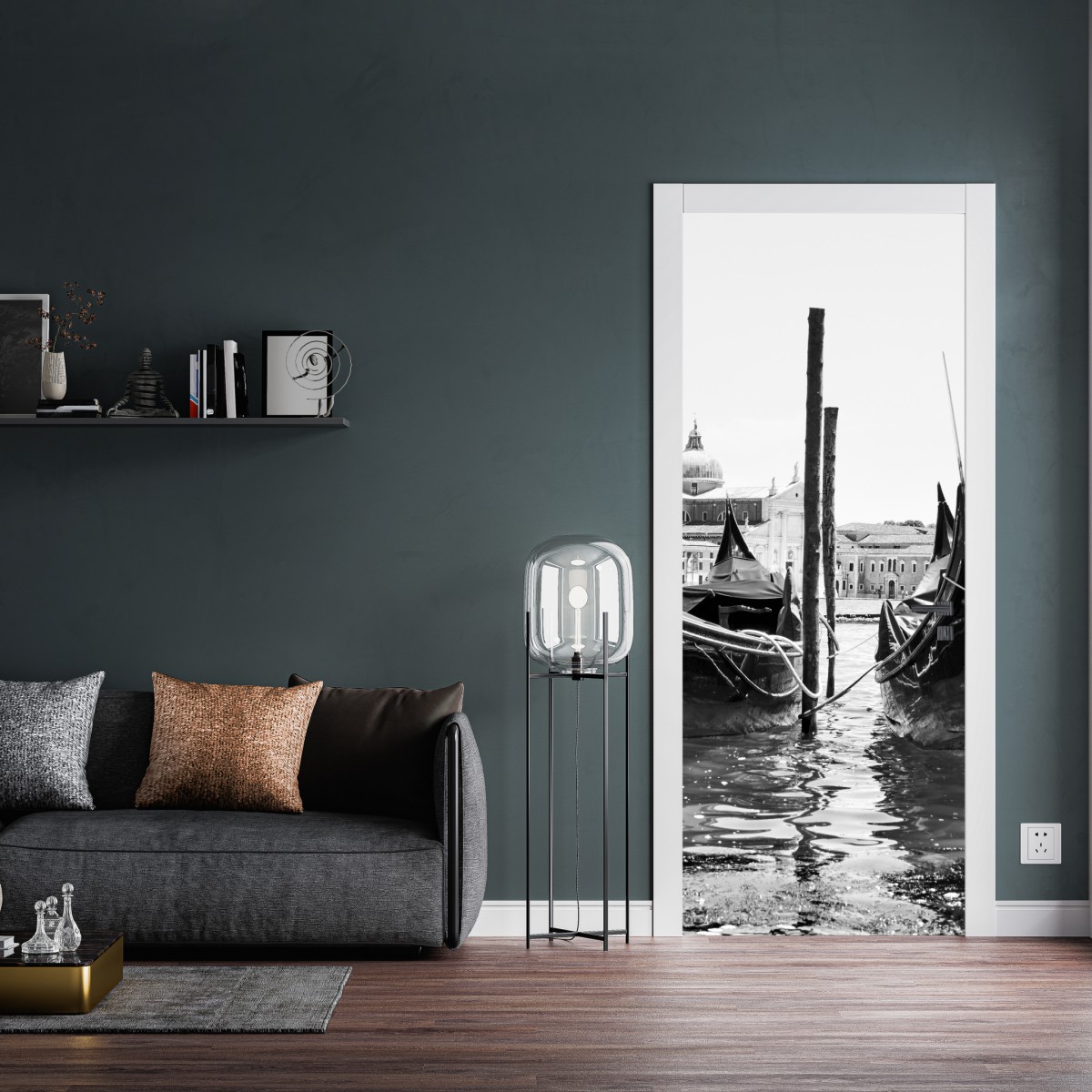 Naklejka na drzwi gondole przy kei w Wenecji – Wallissimo® Naklejka na drzwi gondole przy kei w Wenecji – Wallissimo®