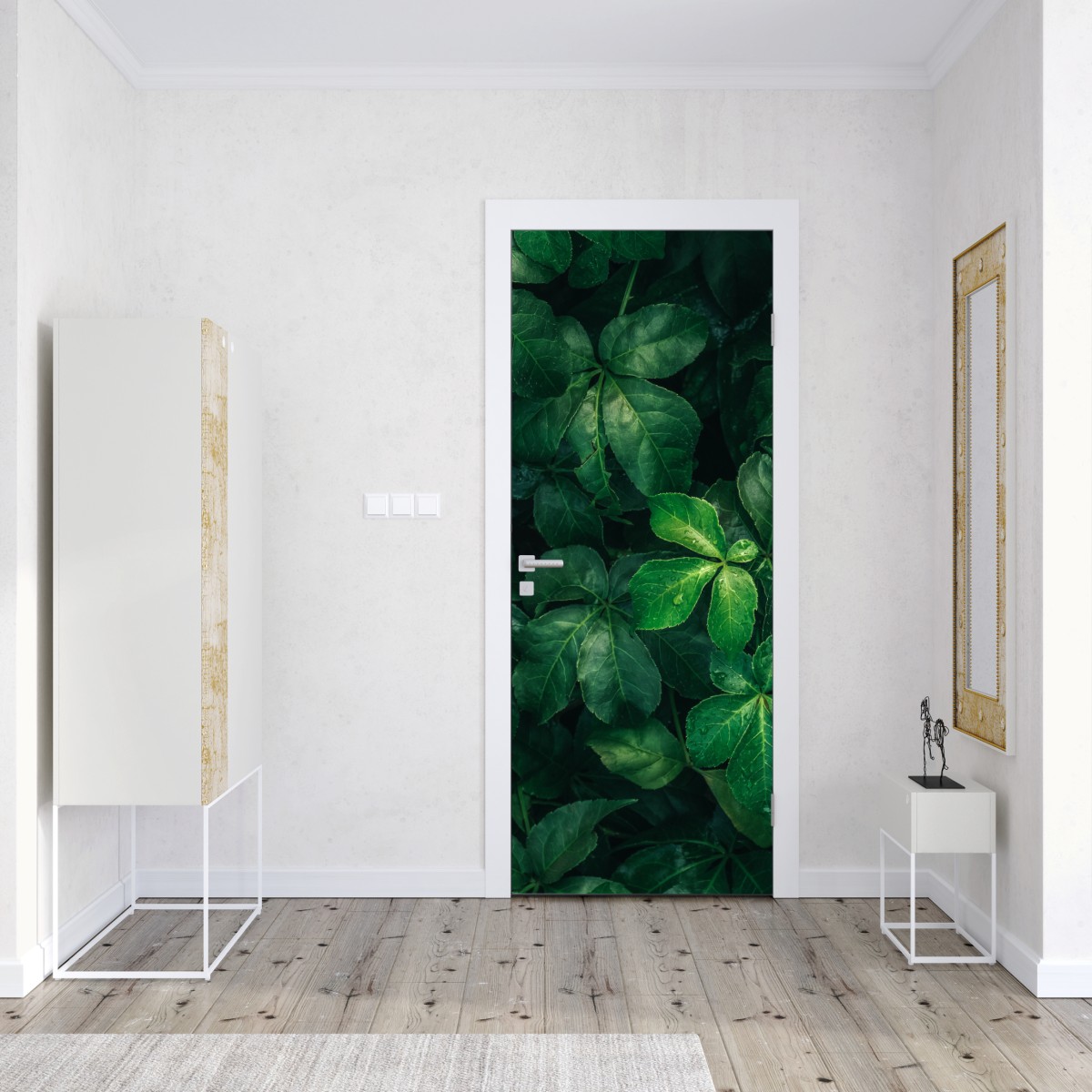Naklejka na drzwi bujne tropikalne zielone liście – Wallissimo® Naklejka na drzwi bujne tropikalne zielone liście – Wallissimo®