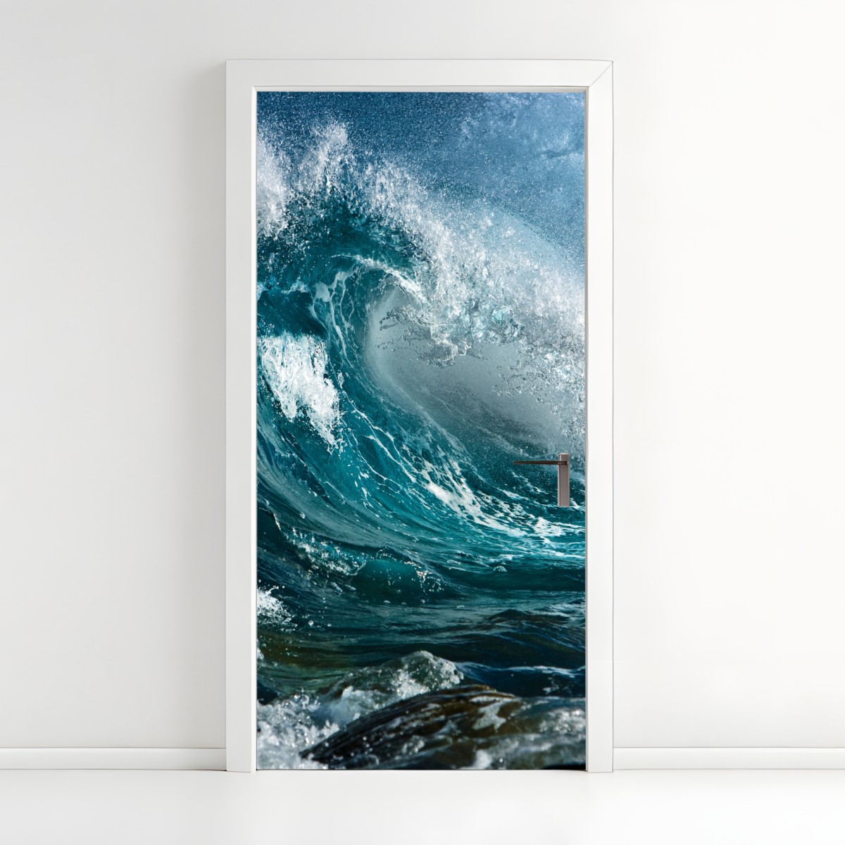 Door sticker turquoise ocean wave in motion