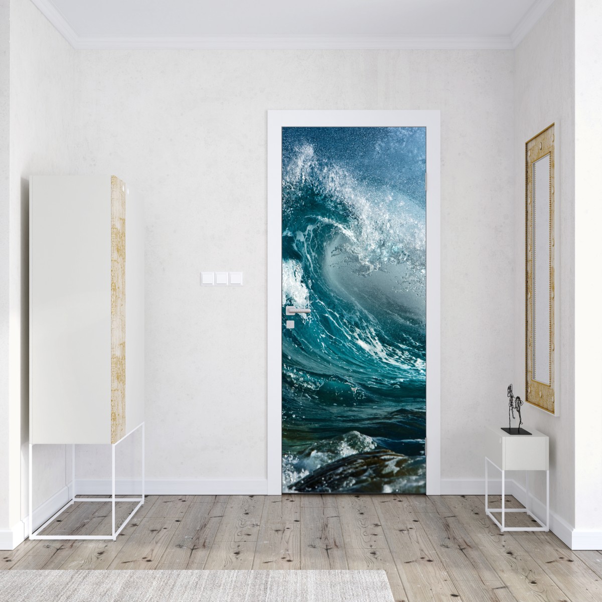 Naklejka na drzwi turkusowa fala oceanu w ruchu – Wallissimo® Naklejka na drzwi turkusowa fala oceanu w ruchu – Wallissimo®