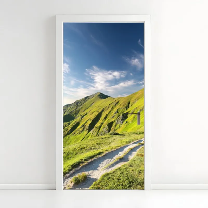 Naklejka na drzwi złoty wzór liści na białym tle – Wallissimo®