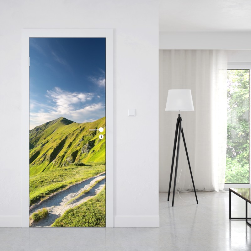 Naklejka na drzwi złoty wzór liści na białym tle – Wallissimo®