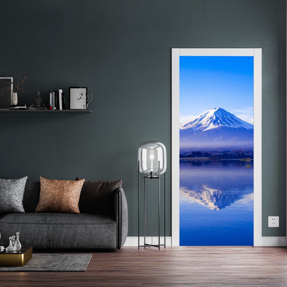 Naklejka na drzwi Góra Fuji poranne odbicie nad jeziorem – Wallissimo® Naklejka na drzwi Góra Fuji poranne odbicie nad jeziorem – Wallissimo®