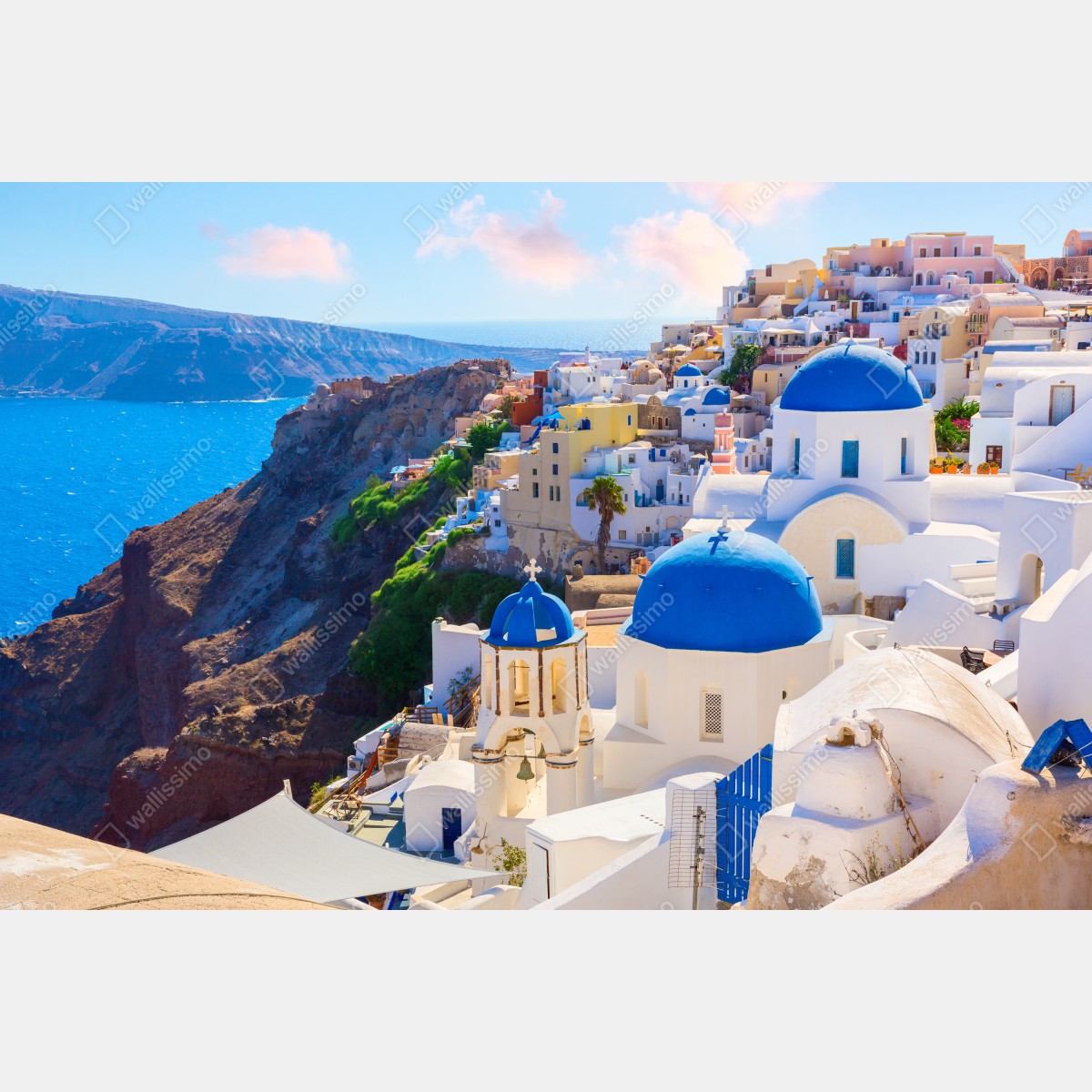 Naklejka na drzwi Santorini niebieskie kopuły i białe domy – Wallissimo® Naklejka na drzwi Santorini niebieskie kopuły i białe domy – Wallissimo®