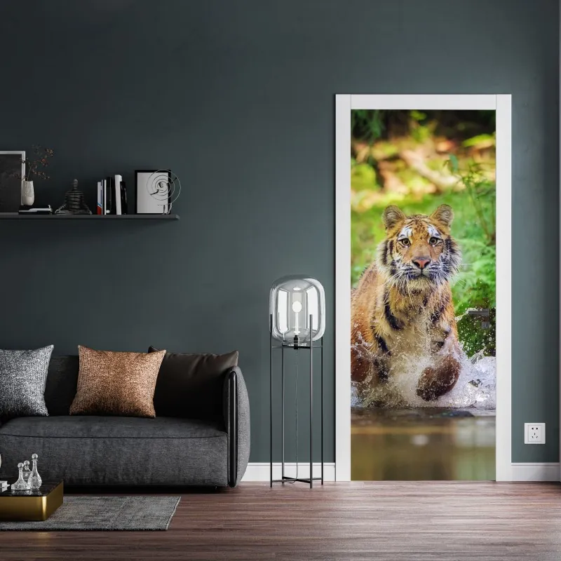 Naklejka na drzwi czarny marmur z żyłami – Wallissimo®