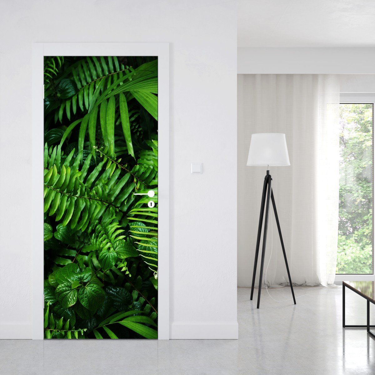 Naklejka na drzwi bujne tropikalne liście paproci – Wallissimo® Naklejka na drzwi bujne tropikalne liście paproci – Wallissimo®