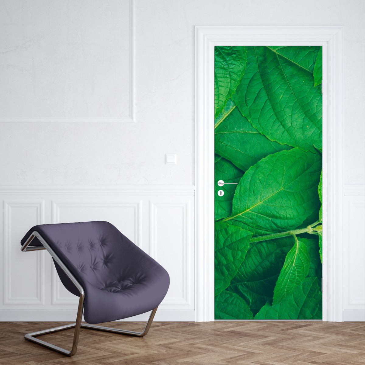 Naklejka na drzwi soczyste zielone liście – Wallissimo® Naklejka na drzwi soczyste zielone liście – Wallissimo®