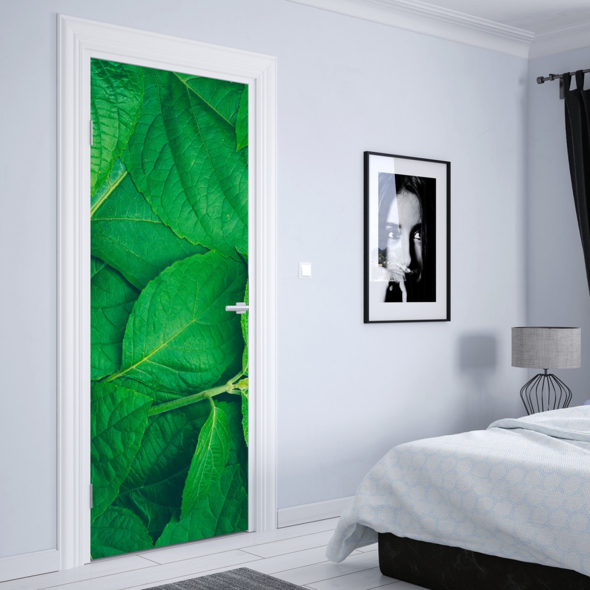 Naklejka na drzwi soczyste zielone liście – Wallissimo® Naklejka na drzwi soczyste zielone liście – Wallissimo®