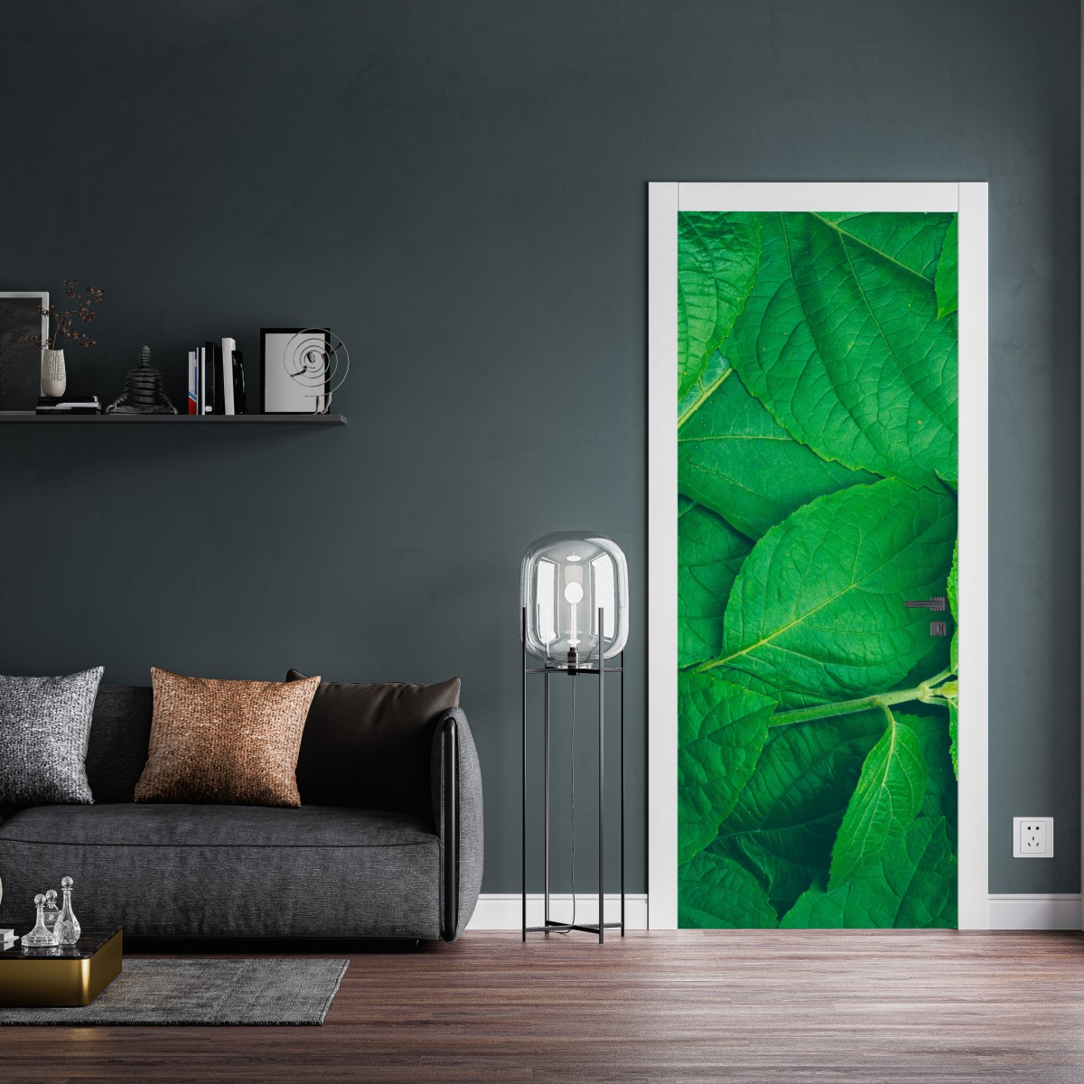Naklejka na drzwi soczyste zielone liście – Wallissimo® Naklejka na drzwi soczyste zielone liście – Wallissimo®