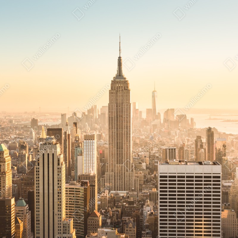 Naklejka na drzwi panorama Nowego Jorku o złotej porze – Wallissimo® Naklejka na drzwi panorama Nowego Jorku o złotej porze – Wallissimo®