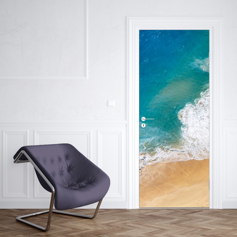 Naklejka na drzwi widok lotniczy turkusowej plaży – Wallissimo® Naklejka na drzwi widok lotniczy turkusowej plaży – Wallissimo®
