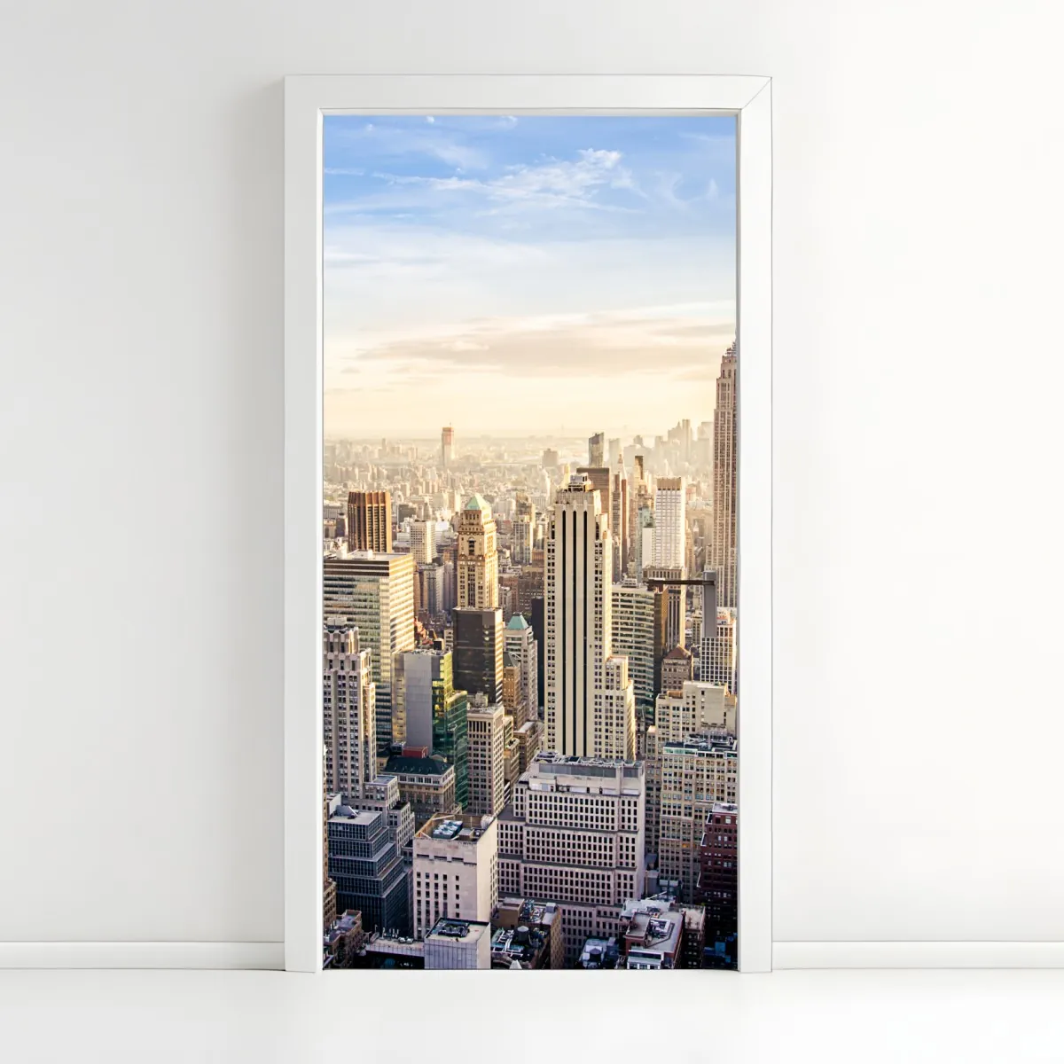 Naklejka na drzwi panorama Nowego Jorku o wschodzie słońca – Wallissimo® Naklejka na drzwi panorama Nowego Jorku o wschodzie słońca – Wallissimo®