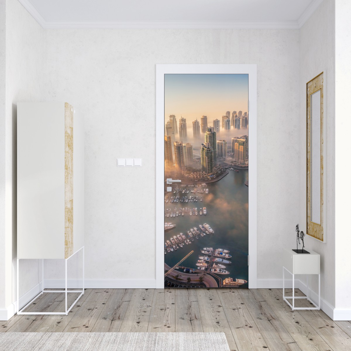 Naklejka na drzwi Dubaj marina zachód słońca – Wallissimo® Naklejka na drzwi Dubaj marina zachód słońca – Wallissimo®