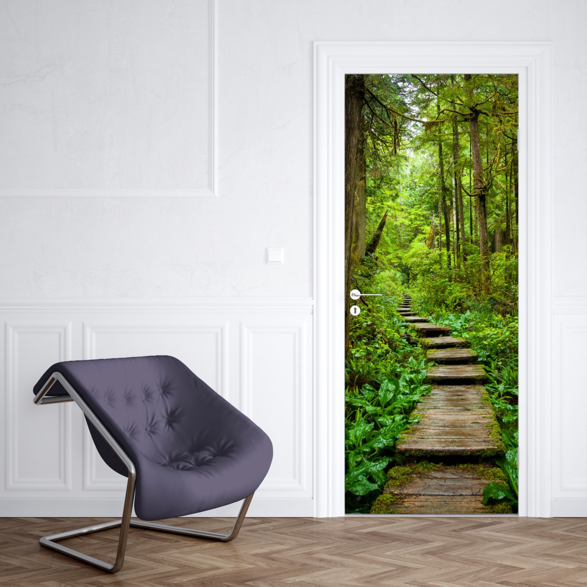 Naklejka na drzwi spokojna leśna kładka – Wallissimo® Naklejka na drzwi spokojna leśna kładka – Wallissimo®