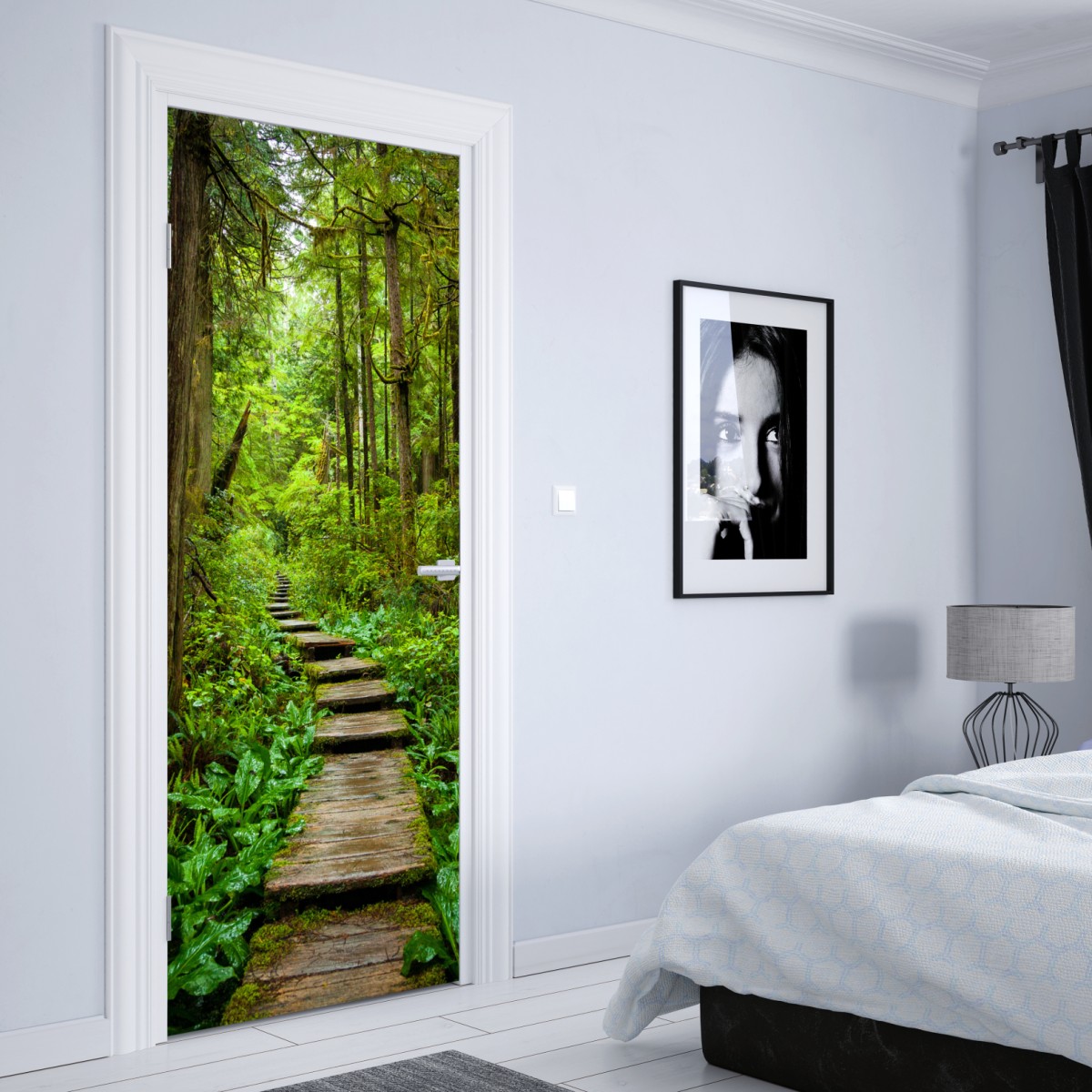 Naklejka na drzwi spokojna leśna kładka – Wallissimo® Naklejka na drzwi spokojna leśna kładka – Wallissimo®
