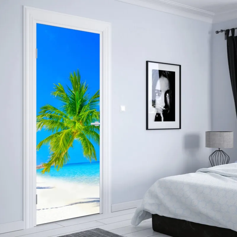 Naklejka na drzwi rajska plaża na Malediwach – Wallissimo® Naklejka na drzwi rajska plaża na Malediwach – Wallissimo®