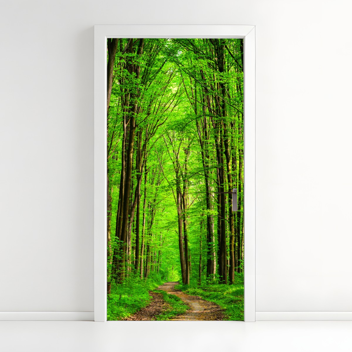 Door sticker lush green forest pathway
