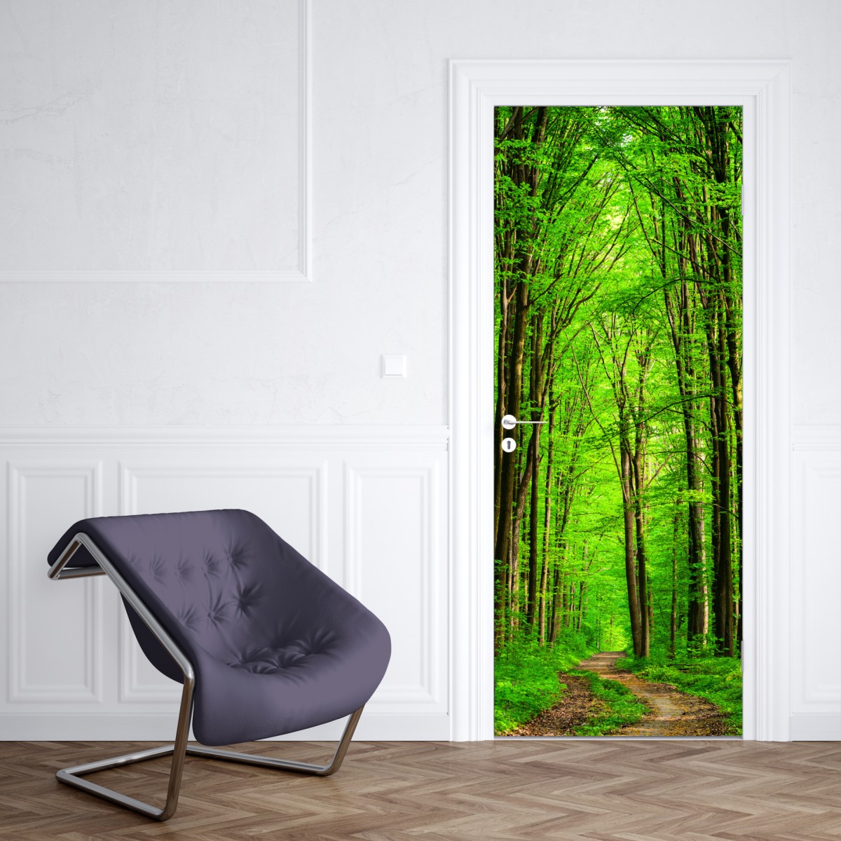 Naklejka na drzwi bujna zielona leśna ścieżka – Wallissimo® Naklejka na drzwi bujna zielona leśna ścieżka – Wallissimo®