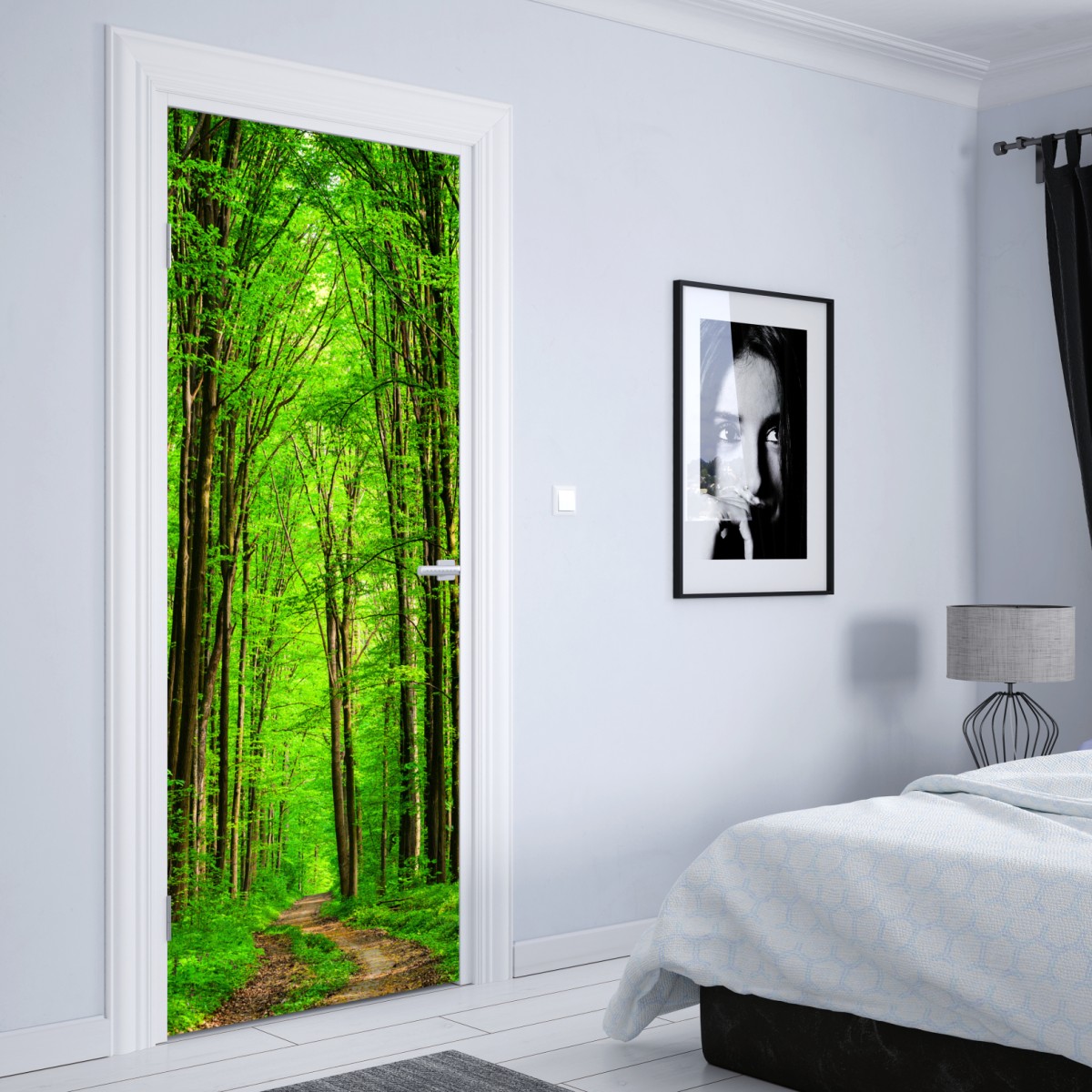 Naklejka na drzwi bujna zielona leśna ścieżka – Wallissimo® Naklejka na drzwi bujna zielona leśna ścieżka – Wallissimo®