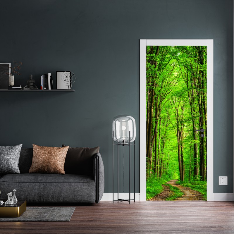 Naklejka na drzwi bujna zielona leśna ścieżka – Wallissimo® Naklejka na drzwi bujna zielona leśna ścieżka – Wallissimo®