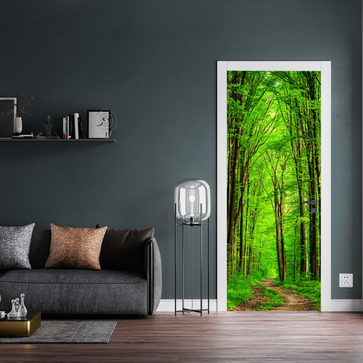 Naklejka na drzwi bujna zielona leśna ścieżka – Wallissimo® Naklejka na drzwi bujna zielona leśna ścieżka – Wallissimo®