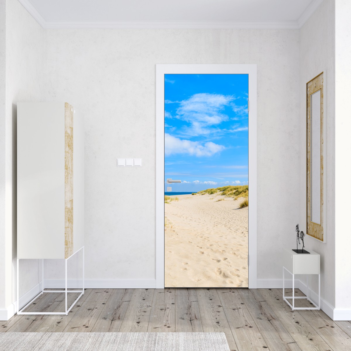 Naklejka na drzwi spokojne wydmy Sylt z latarnią morską – Wallissimo® Naklejka na drzwi spokojne wydmy Sylt z latarnią morską – Wallissimo®
