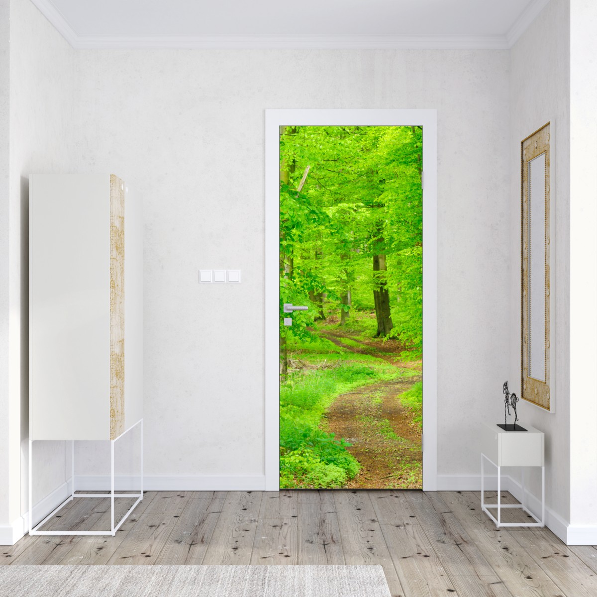 Naklejka na drzwi spokojna leśna ścieżka wiosną – Wallissimo® Naklejka na drzwi spokojna leśna ścieżka wiosną – Wallissimo®