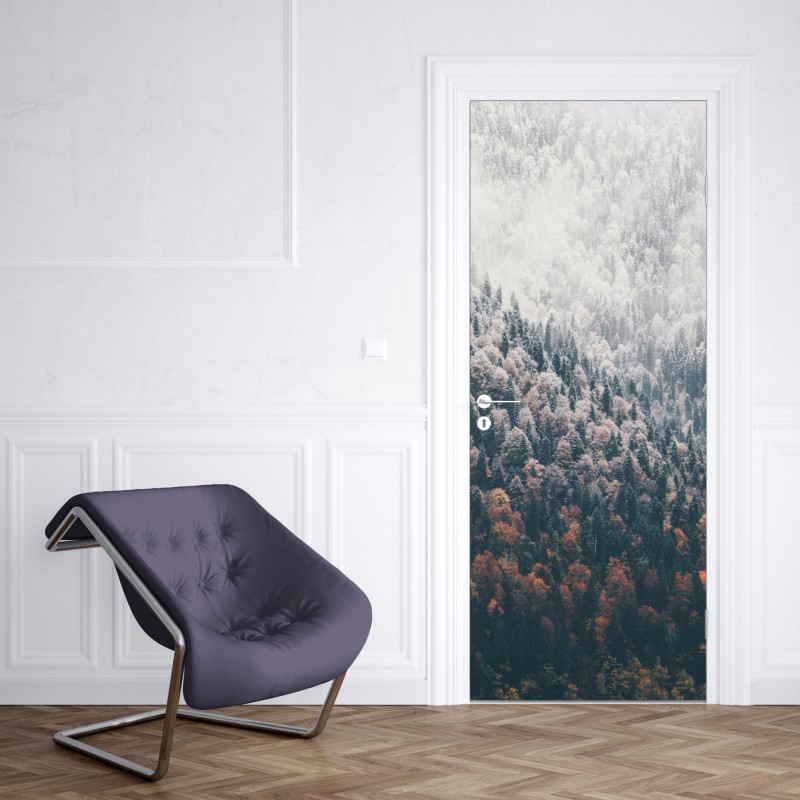 Naklejka na drzwi elegancki beżowy wzór damask – Wallissimo®