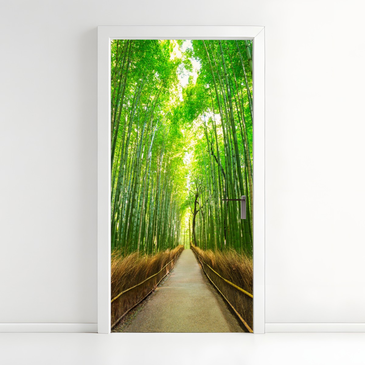 Door sticker tranquil bamboo path in Kyoto